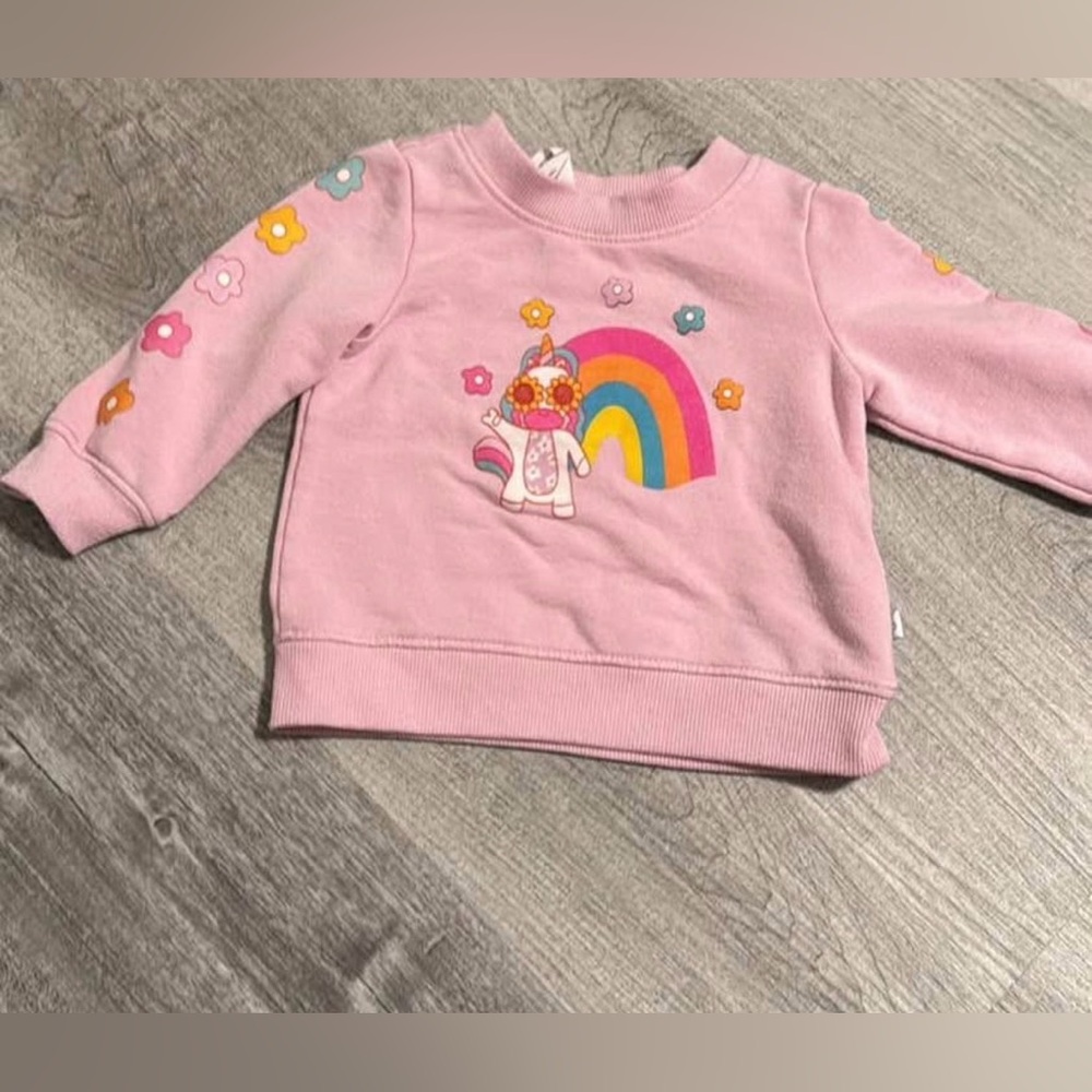 Posh Peanut Pink Sweatshirt with Unicorn and Rainbow